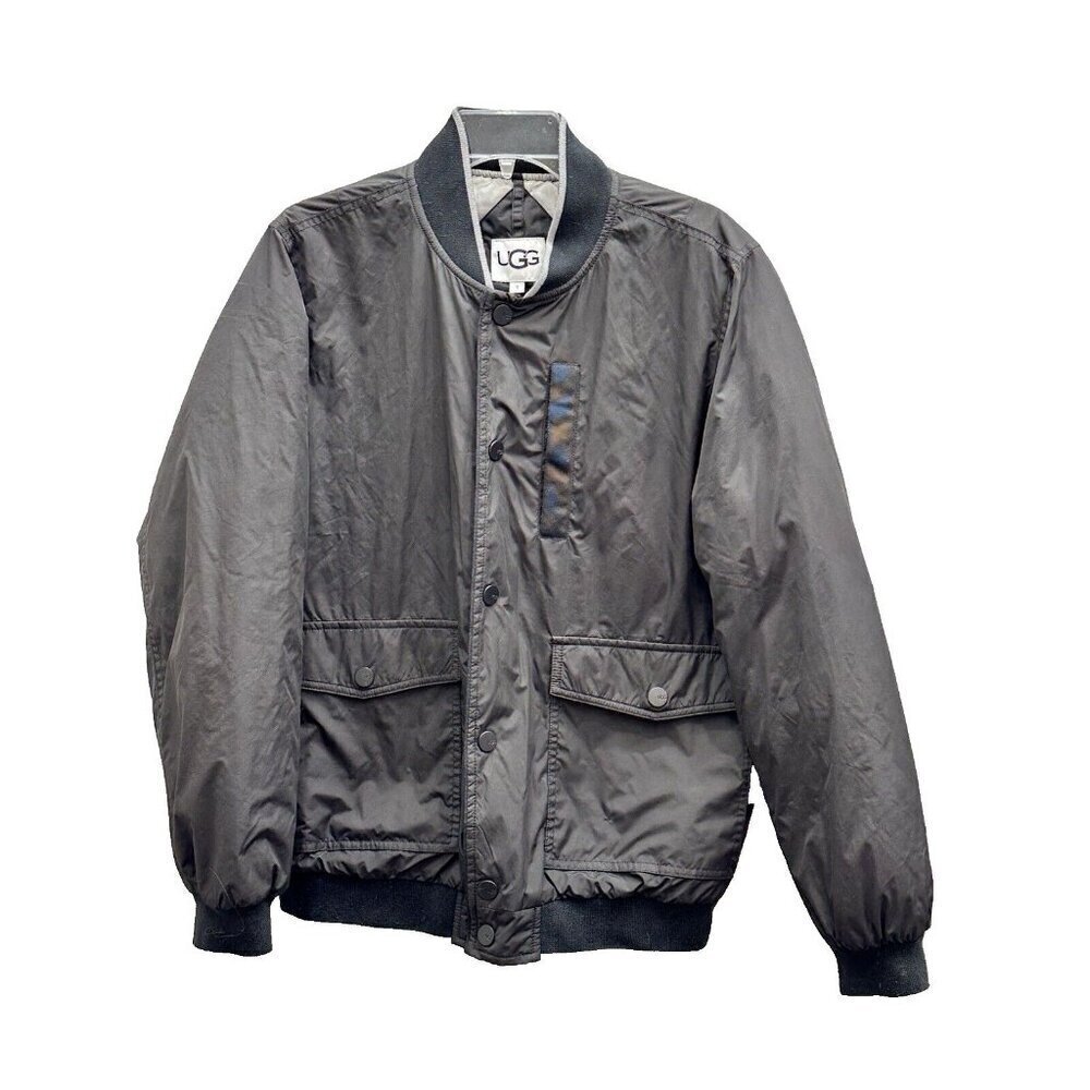 Ugg Mens Bomber Jacket Size Small Black Pockets Casual Lightweight